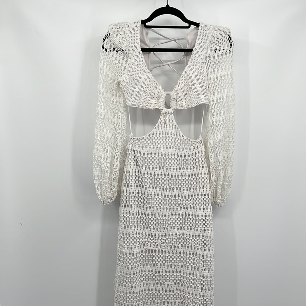 PatBO Crochet Cut Out Maxi Dress in White 0 - Picture 8 of 11